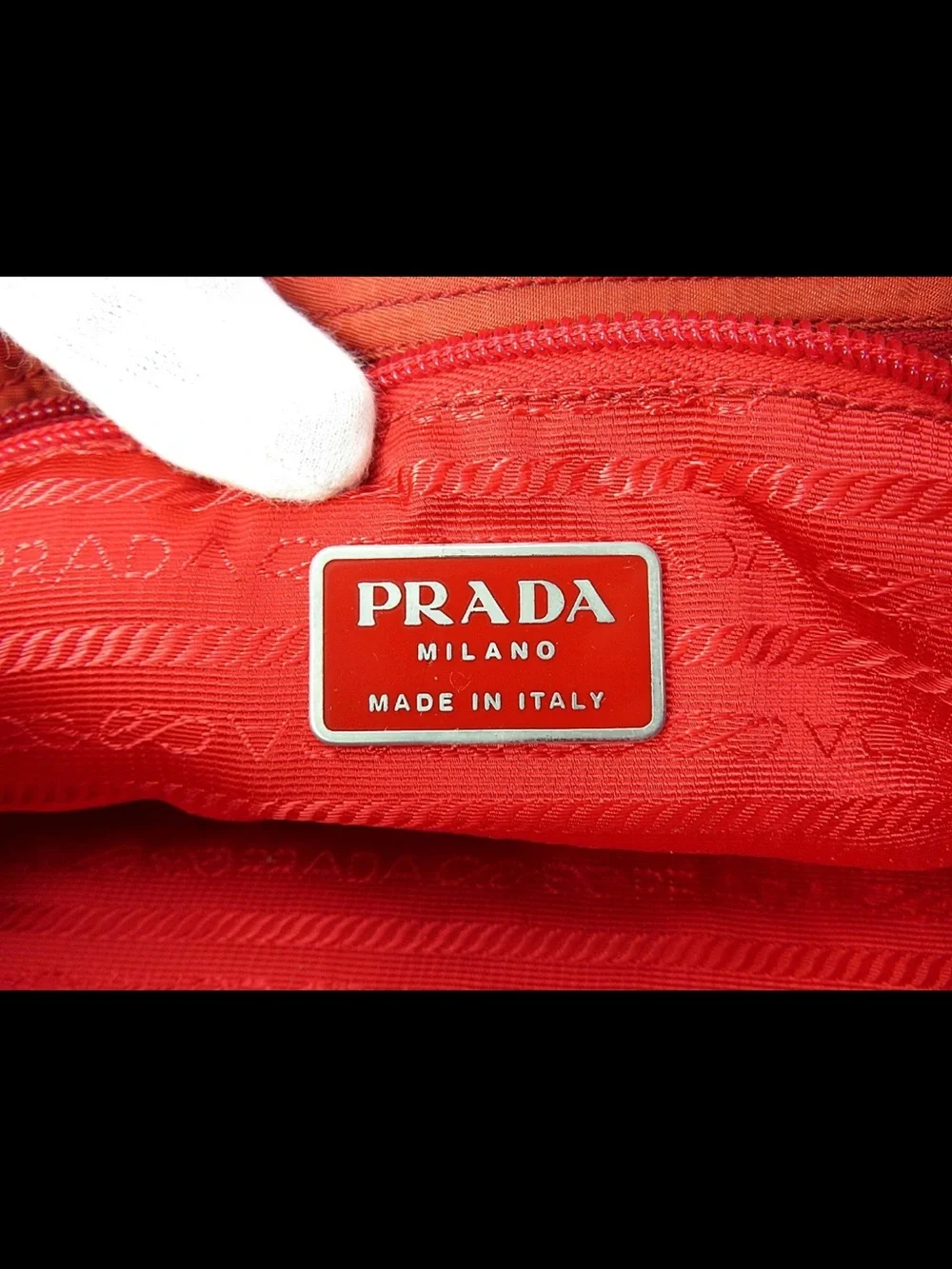 Prada Orange-Red Nylon Tote Bag